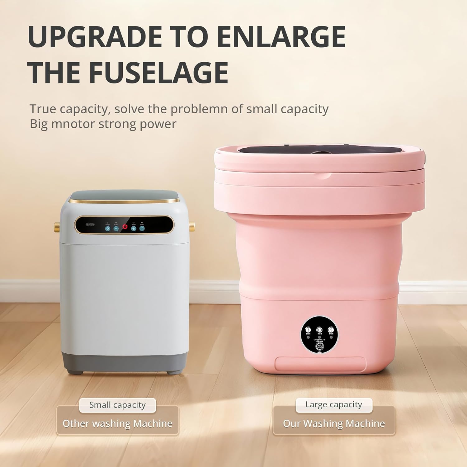 Pink Portable Washing Machine, Mini Washer, 16L Upgraded with Spin Basket, Foldable Design Ideal for Apartment, portable washer 3 Cleaning Modes Suitable for Small Clothes