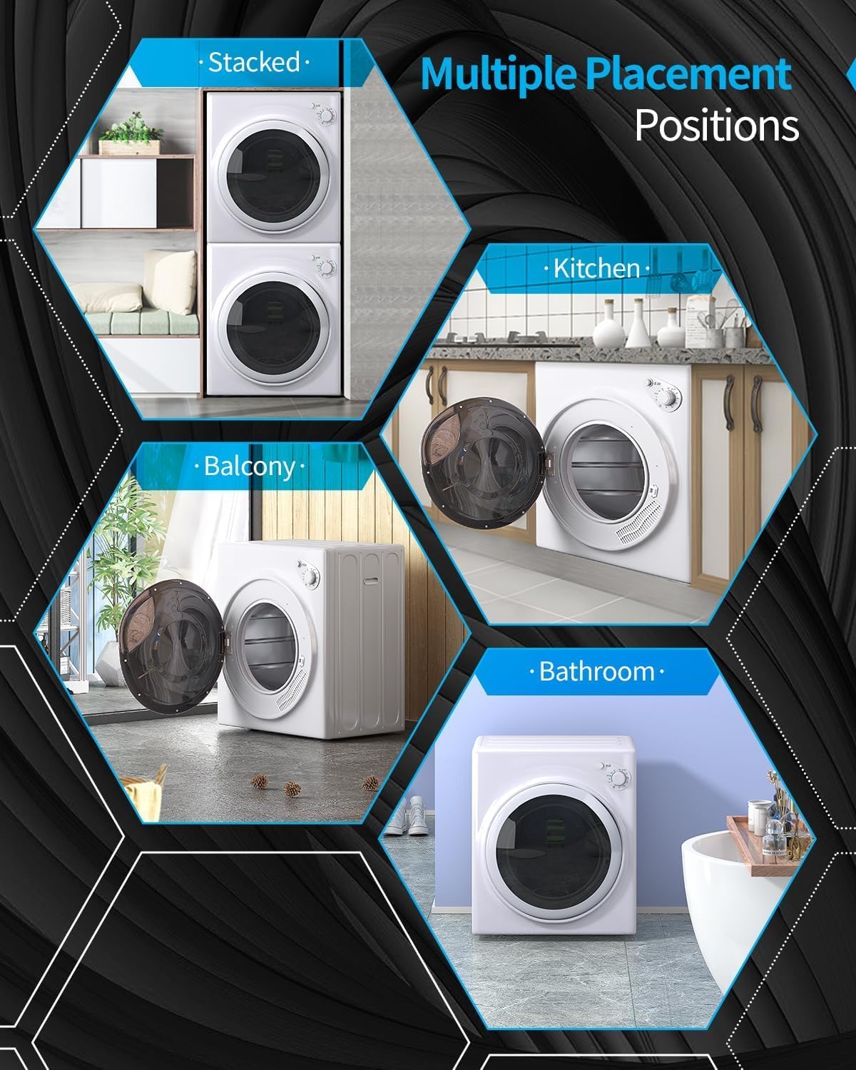 Portable Clothes Dryer,13LBS Dryer with Stainless Steel Tub,110V Electric Portable Clothes Dryer and 4 Mechantical Drying Modes,Timer (White)