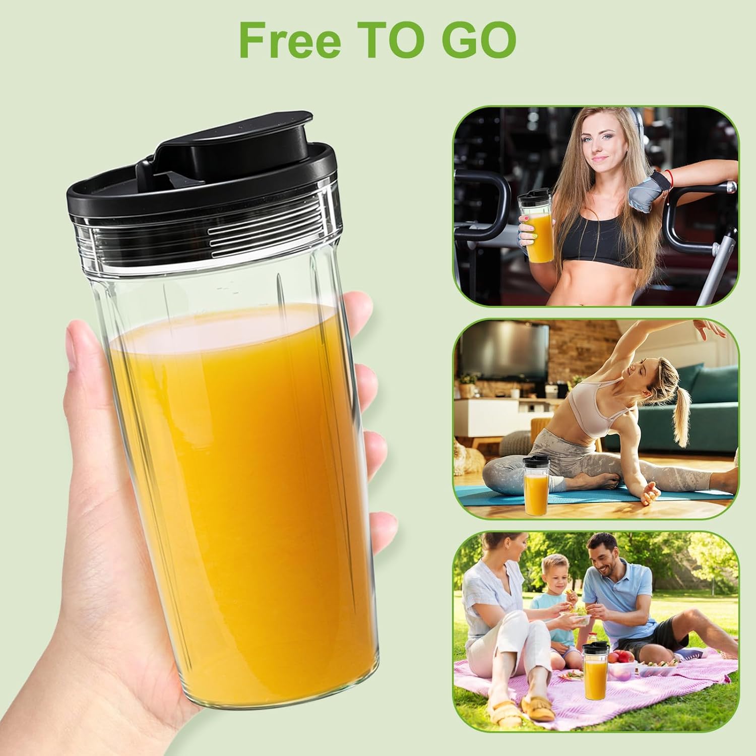 Sweetcrispy Countertop Blender, 1400W 60oz Blender Combo for Kitchen, Smoothies Maker With BPA-Free Portable Cups For Shakes, Sauces, Juice, Ice Crushing, Silver