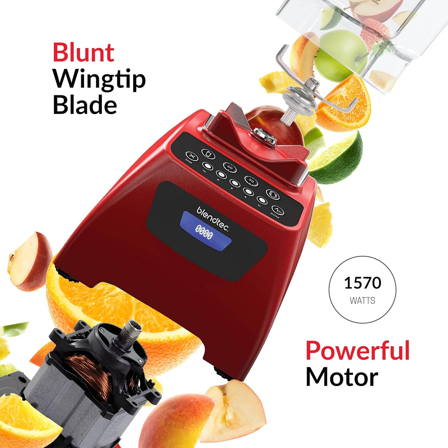 Blendtec Classic 575 Blender- WildSide+ Jar (90oz) and Four Side Jar (75oz) BUNDLE- 4 Pre-programmed Cycles-5-Speeds - Professional-Grade Power-Self-Cleaning - Poppy Red (C575A2319A-AMAZON)