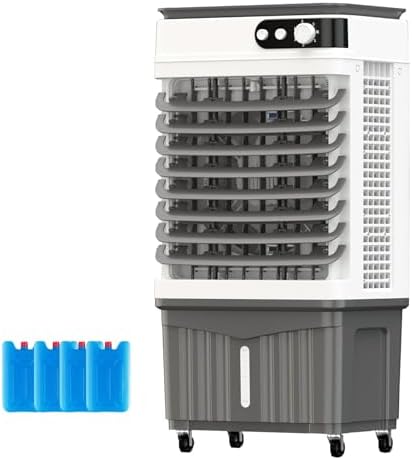 Swamp Cooler, Portable Evaporative Air Cooler, 4 Ice Box & 6.6 Gal Tank, 3 Speeds, 3-in-1 Portable Air Conditioners for Outdoor, Office, Home