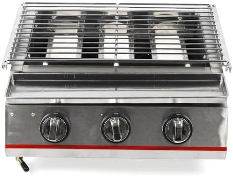 3 Burner Tabletop Propane Griddle,Propane Gas BBQ Grill Stainless Steel Gas Griddle Flat Top Grill for Outdoor BBQ,Camping & Patio Gatherings