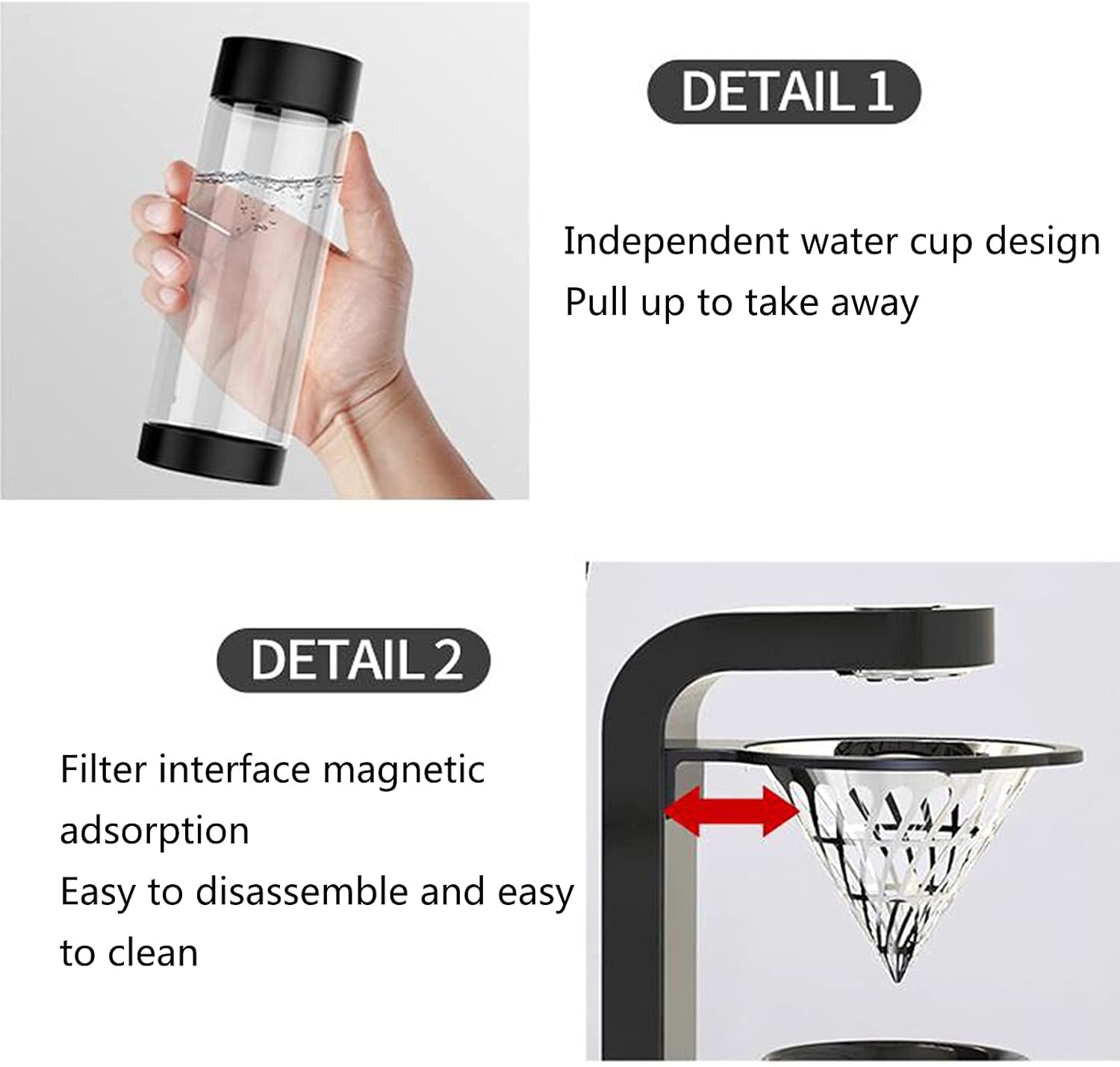 0.5L Drip Coffee Machine with Electric Clock, Manual American Coffee and Tea Brewing Machine for Small Kitchen Appliances