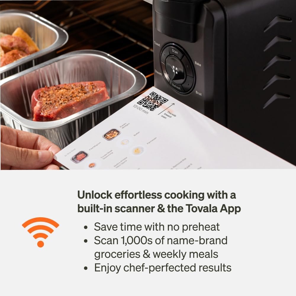 Tovala Smart Oven Pro, 6-in-1 Countertop Convection Oven - Steam, Toast, Air Fry, Bake, Broil, and Reheat - Smartphone Control Steam & Air Fryer Oven Combo