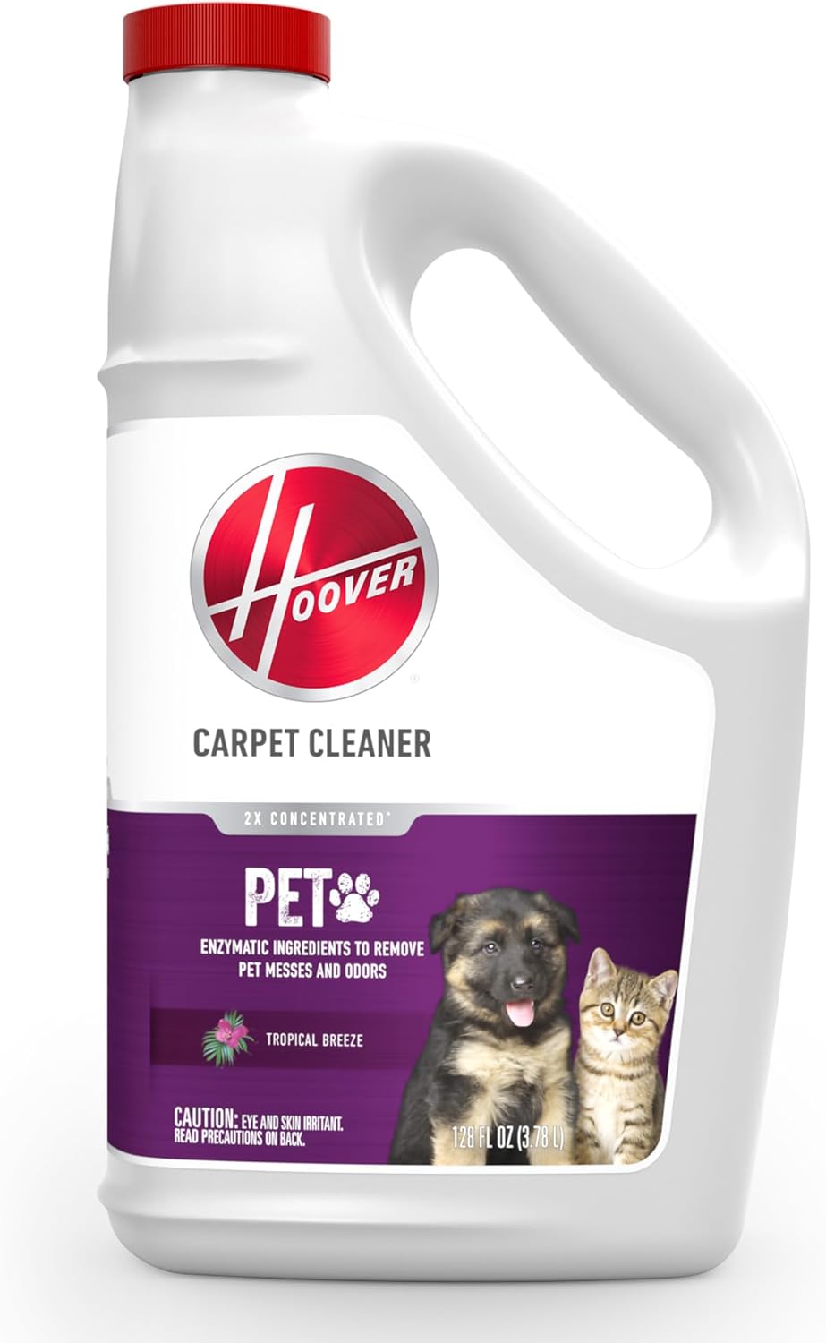 Hoover SmartWash Automatic Carpet Cleaner Spot Chaser Stain Remover Wand, Purple, Large & Oxy Spot Chaser Refill, 32 oz, AH31604, White & Pet Carpet Cleaning Solution, White, 128 fl oz