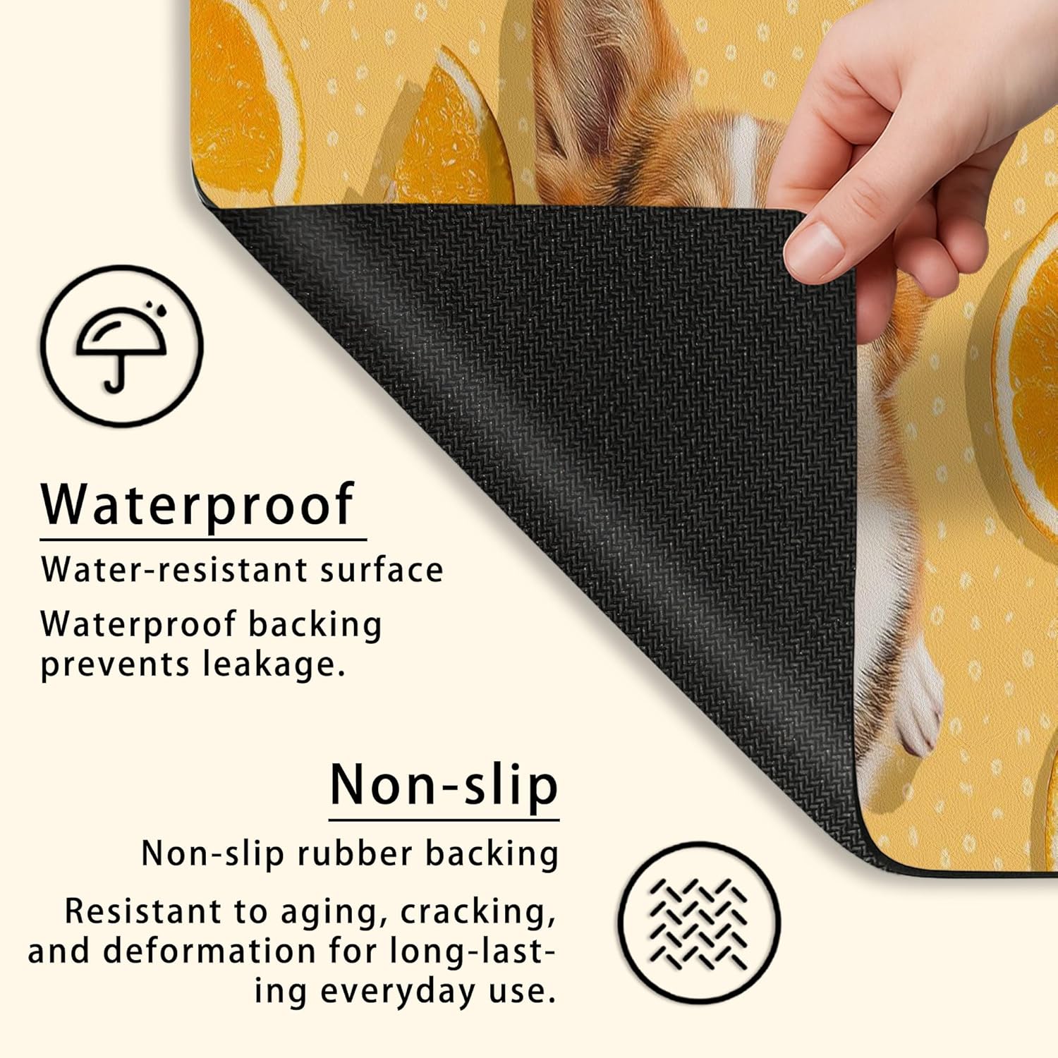 Corgi Washer Dryer Top Protector Mat, Dog Patterned Laundry Machine Dust Covers, Fun and Fanciful Rubber Anti-slip Waterproof Washer And Dryer Mats for Laundry Room 20x24 Inch