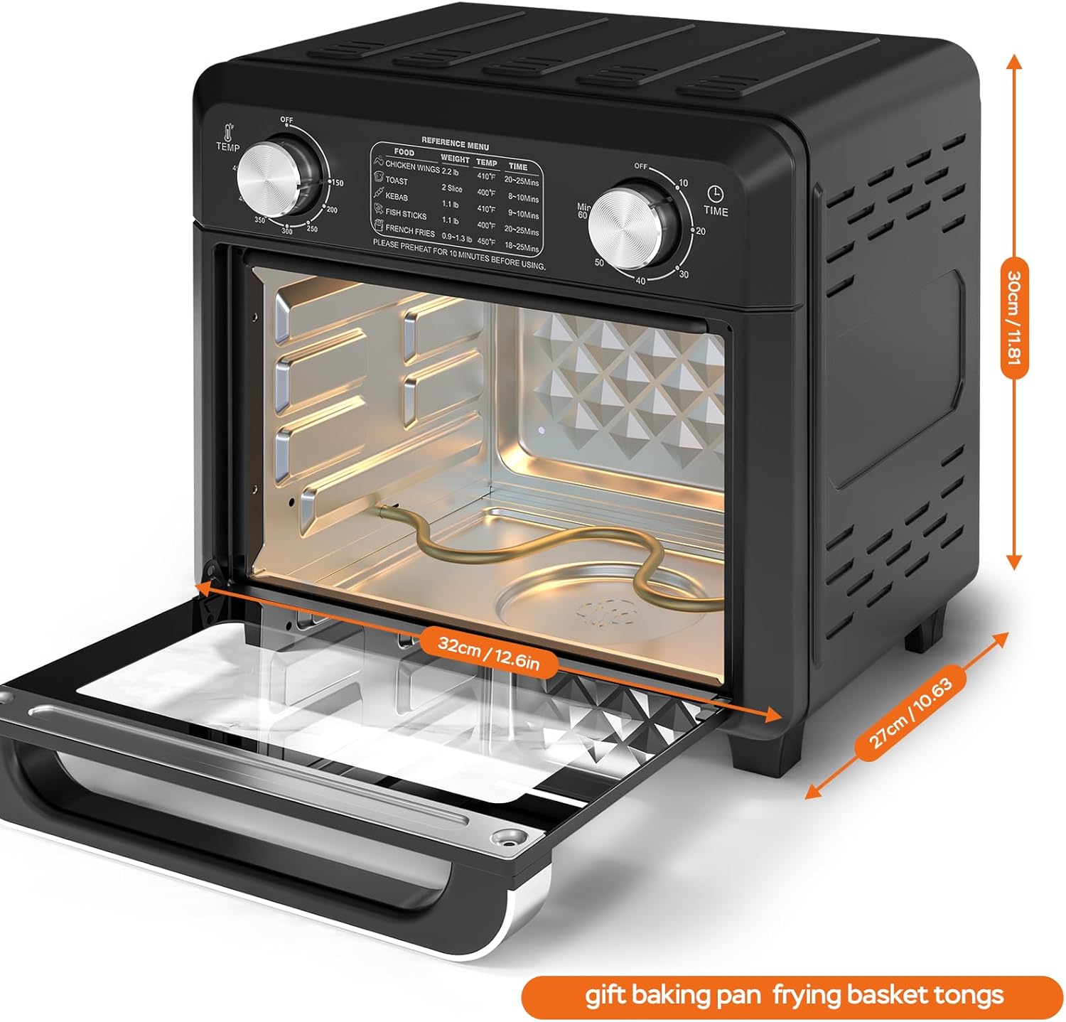 Air Fryer, 11QT,360° Hot Air Circulation for Healthy Oil-Free Cooking,Multifunctional Convection Toaster Oven Air Fryer Combo, Adjustable Temp & Time Control,