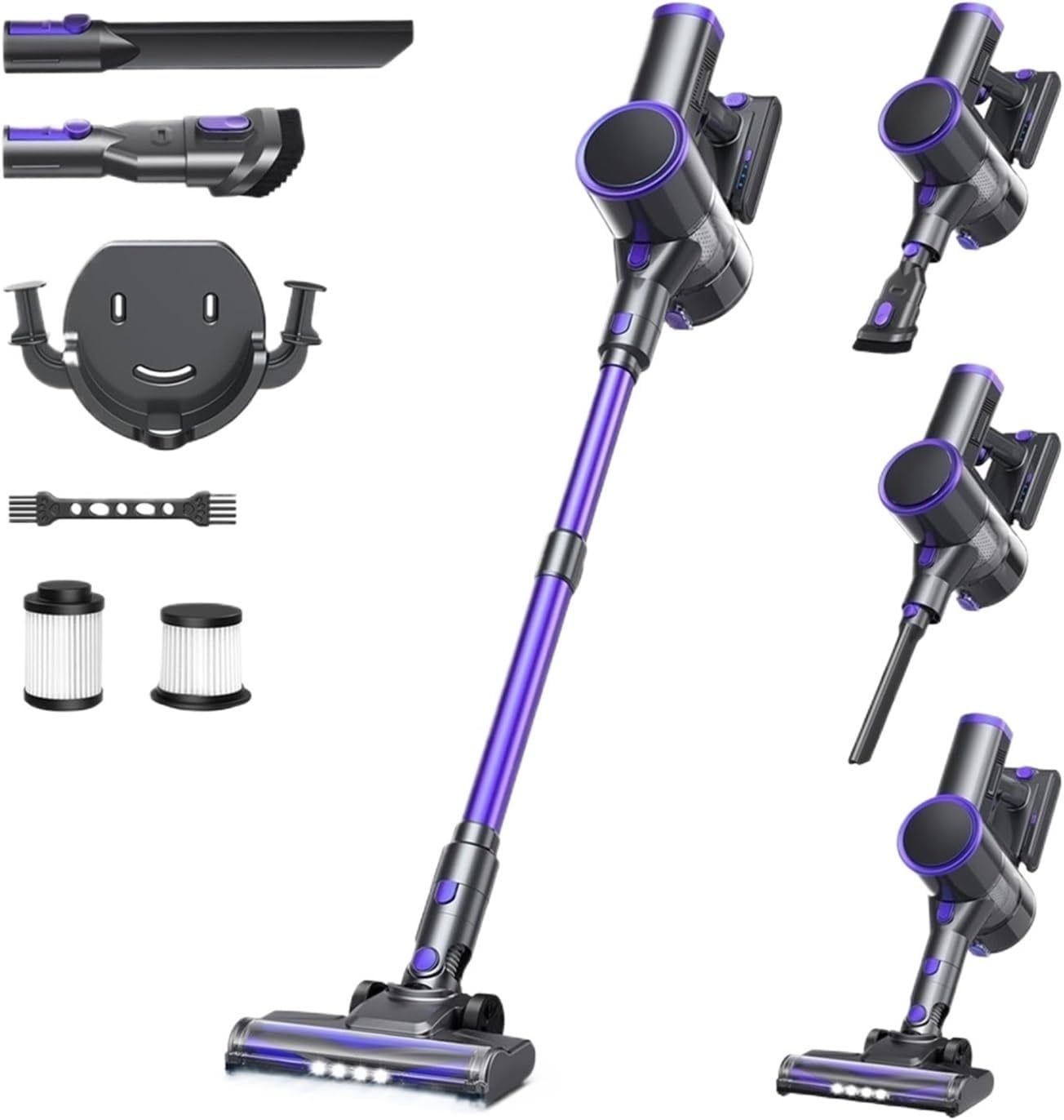 N12 Cordless Vacuum Cleaner | 200W Motor | Ultra Lightweight | 6-in-1 Handheld & Stick | Up to 45Mins Runtime | for Carpet & Hard Floor​(N12 Purple)