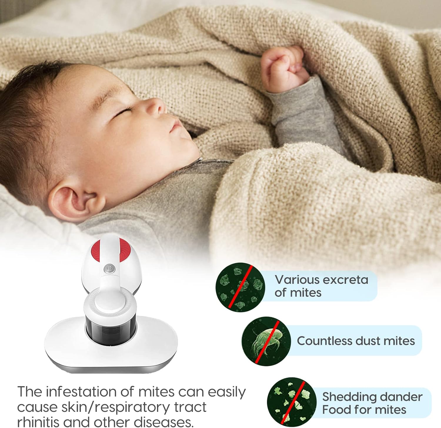 Mattress Cleaner,Portable Bed Vacuum Cleaner,Corded Handheld Vacuums, Effectively Clean Up Bed,Carpets,Pillows, Sofas