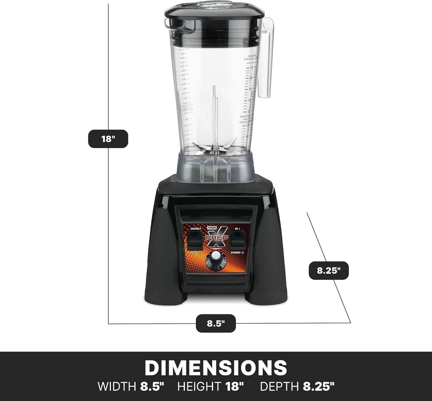 Waring Commercial MX1200XTX 3.5 HP Blender with Variable Speed Dial Controls and a 64 oz. BPA Free Copolyester Container, 120V, 5-15 Phase Plug