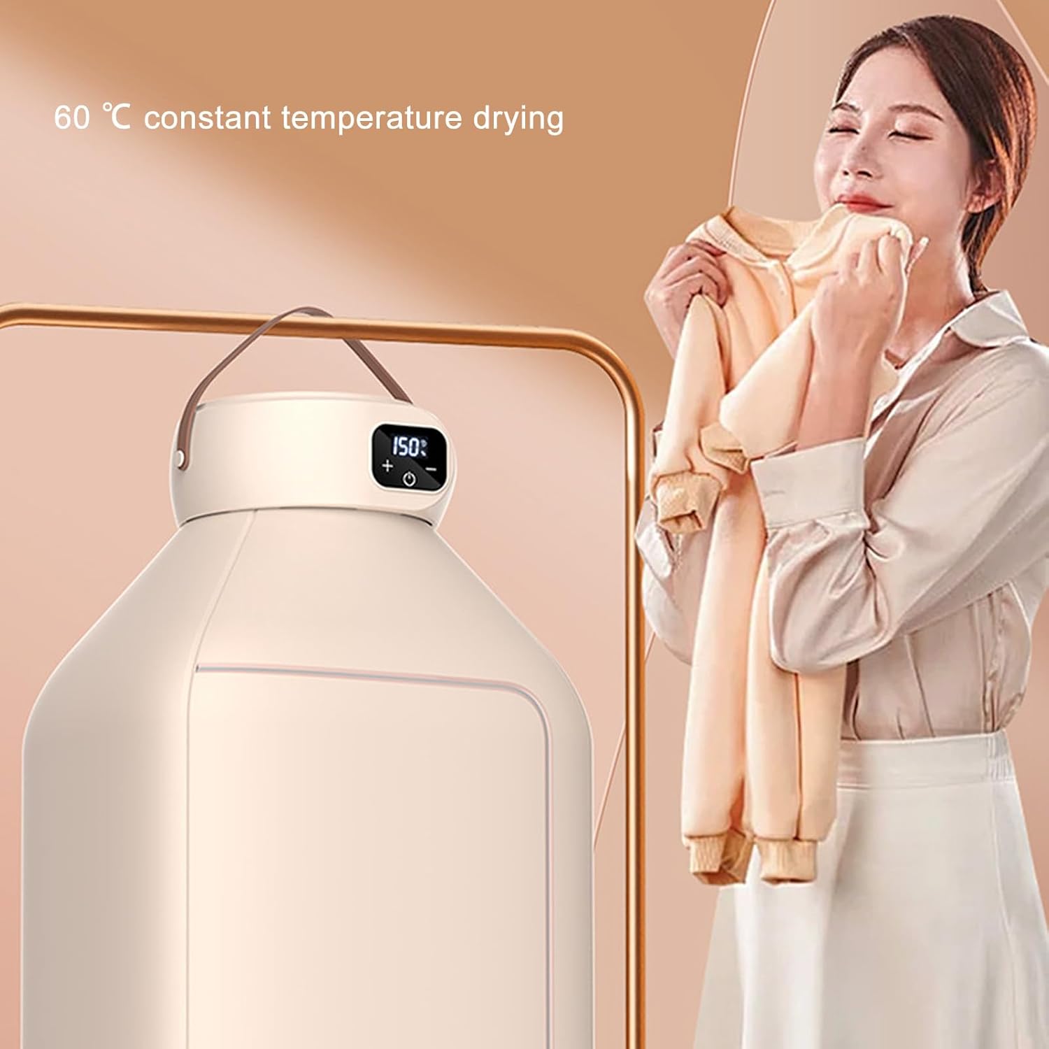 Mumusuki Portable Clothes Dryer, Quiet Mini Laundry Dryer with Timer Electric Drying Machine with Hook & Dry Bag for Home Dorm Apartment RV Travel (US Plug 110V)