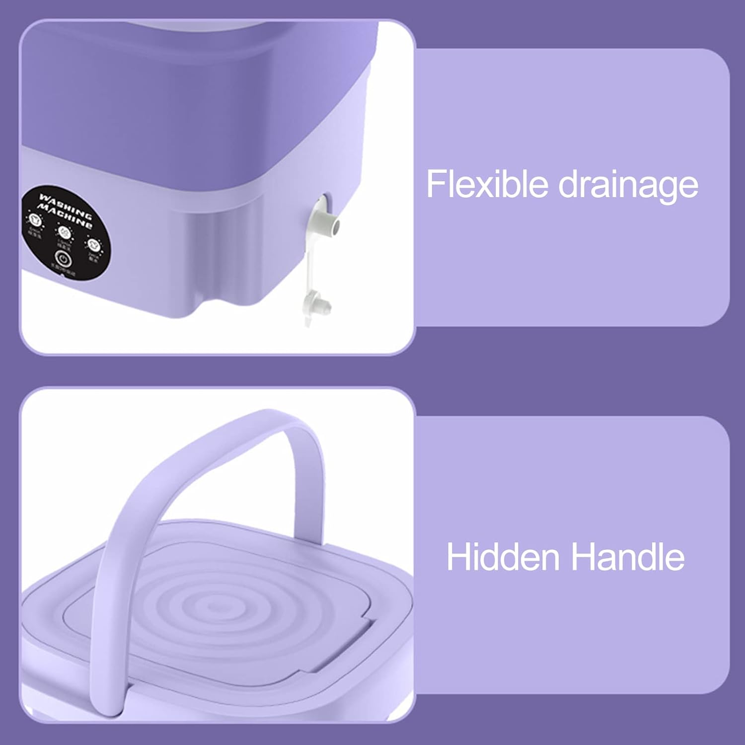 Mini Portable Washing Machine Foldable, 270OZ Small Washing Machine with 3 Modes Cleaning Half Automatic Washt, Travel Washing Machine with Soft Spin Dry for Socks, Underwear, Baby Clothe, Towels Gre