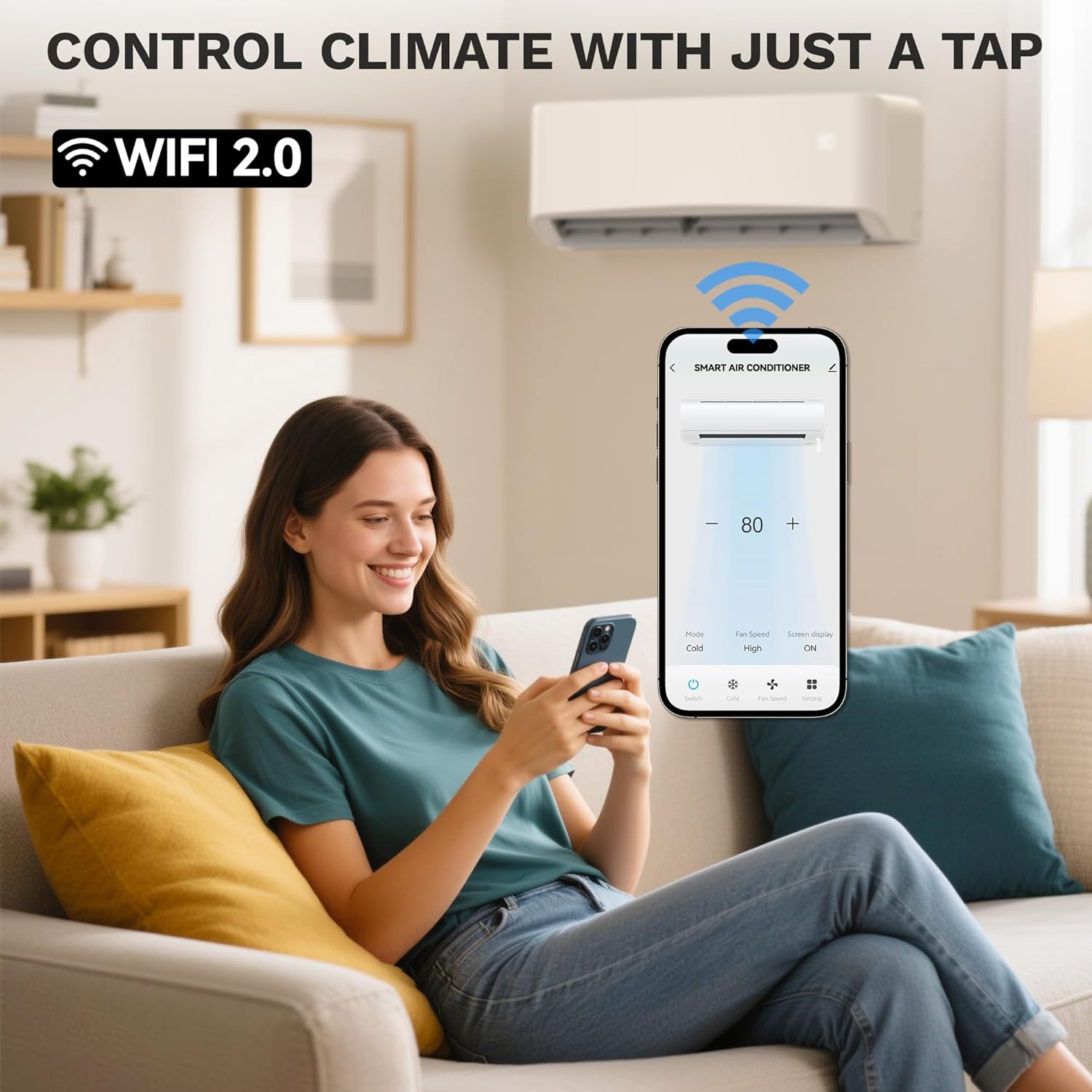 DWVO 22 SEER2 12000 BTU Mini Split Air Conditioner Heat Pump System, 115V Inverter Ductless AC Cool Up to 750 Sq. Ft with Installation Kit, WiFi Enabled, Pre-Charged Condenser, 1 Ton Heat Pump