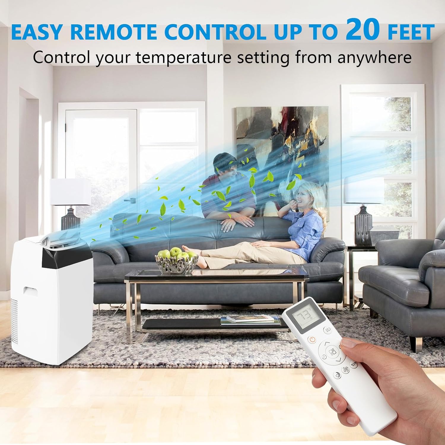 14,000 BTU Portable Air Conditioner with Dehumidifier and Fan for Rooms Up to 750 Square Feet, Portable Air Conditioners with Remote Control, Window Kit Included