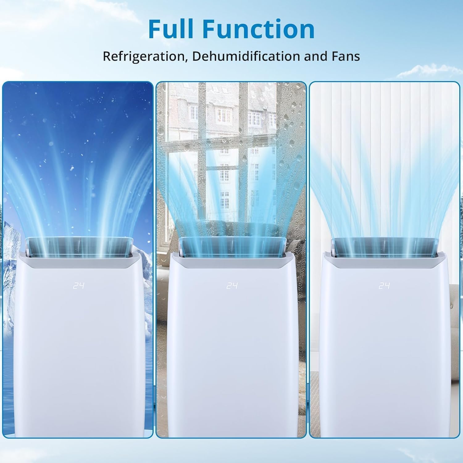 12,000BTU Portable Air Conditioners Cools Up to 550 Sq.Ft, Portable Ac Built-In Cool, Dehumidifier, Fan, Sleep Modes With Digital Display, Room Air Conditioner With Remote Control/Installation Kits