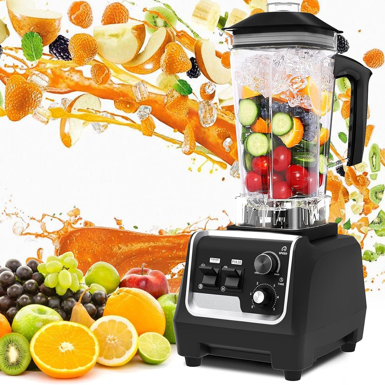 Professional Blender for Kitchen, 2200 Watt Countertop Food Blender Machine with Built-in Timer for Frozen Fruit​, Crushing Ice, Veggies, Shakes and Smoothie 64 oz Container for Home and Commercial