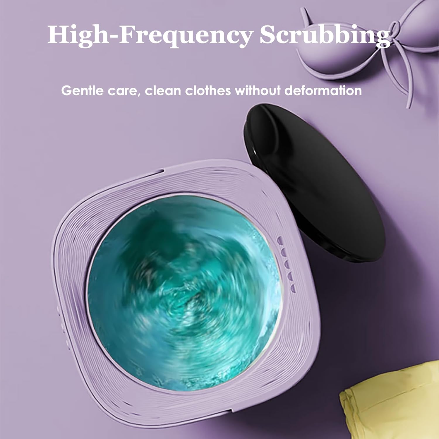 6.5L Portable Washing Machine Foldable Mini Small Portable Washer Washing Machine With Drain Basket for Underwear, Baby Clothes, Small Items, Towels US Plug (Purple)