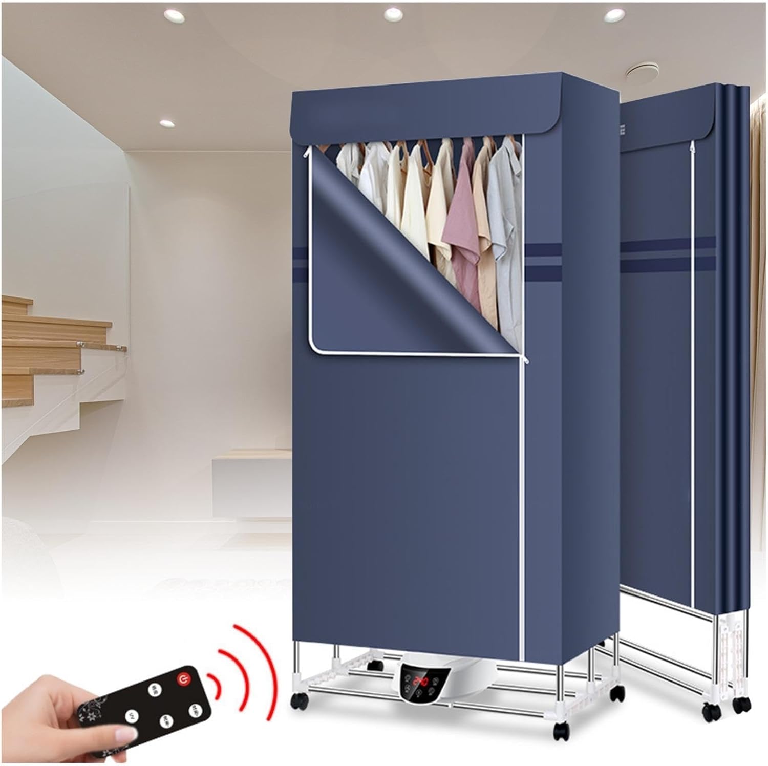 Dryer Electric, Dryers Clothes Heated, Indoor Electric Dryers, Multiple Gears Overheat Protection, for Apartment,Rv,Travel,Housework (Color : Blue)