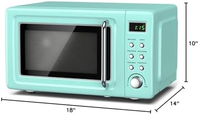 Compact Microwave Oven, Retro Small Countertop Microwave 0.7 cu. ft. 700W with 8 Auto-Cooking Set(Black)