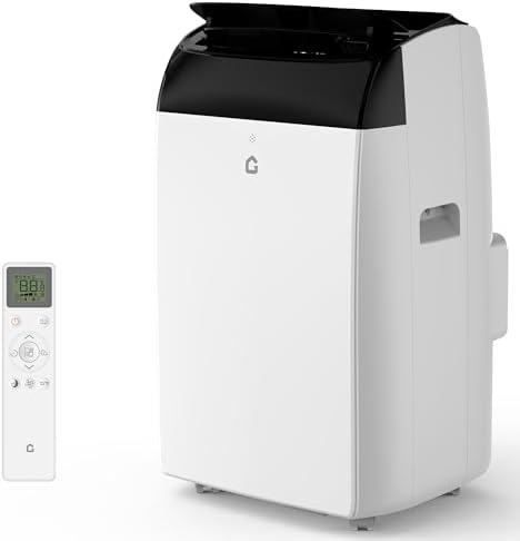 12,000 BTU Portable Air Conditioner with Dehumidifier & Fan, Portable AC Units Cools up to 550 Sq. Ft., Remote Control, Auto Swing, Sleep Mode, Black Top