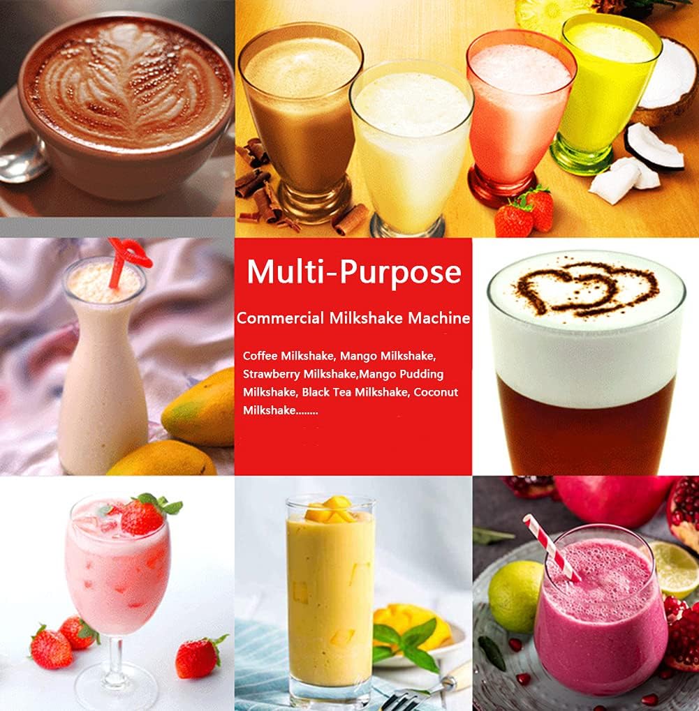 180W Milkshake Machine Commercial Stainless Steel Electric Milk Shake Maker Drink Mixer 2-Speed Smoothie Milk Ice Cream Blender with 800ML Cup (Single Head)