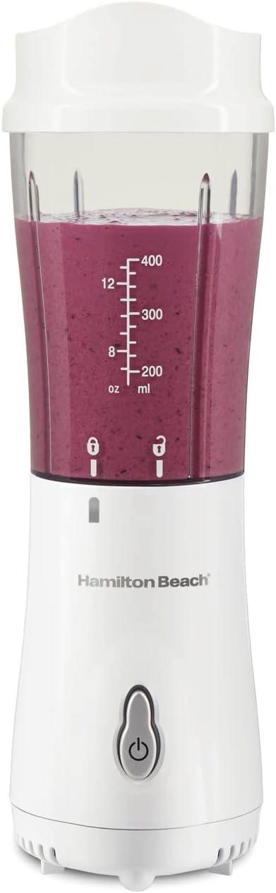 Hamilton Beach Portable Blender for Shakes and Smoothies with 14 Oz BPA Free Travel Cup and Lid & Portable Blender for Shakes and Smoothies with 14 Oz BPA Free Travel Cup and Lid