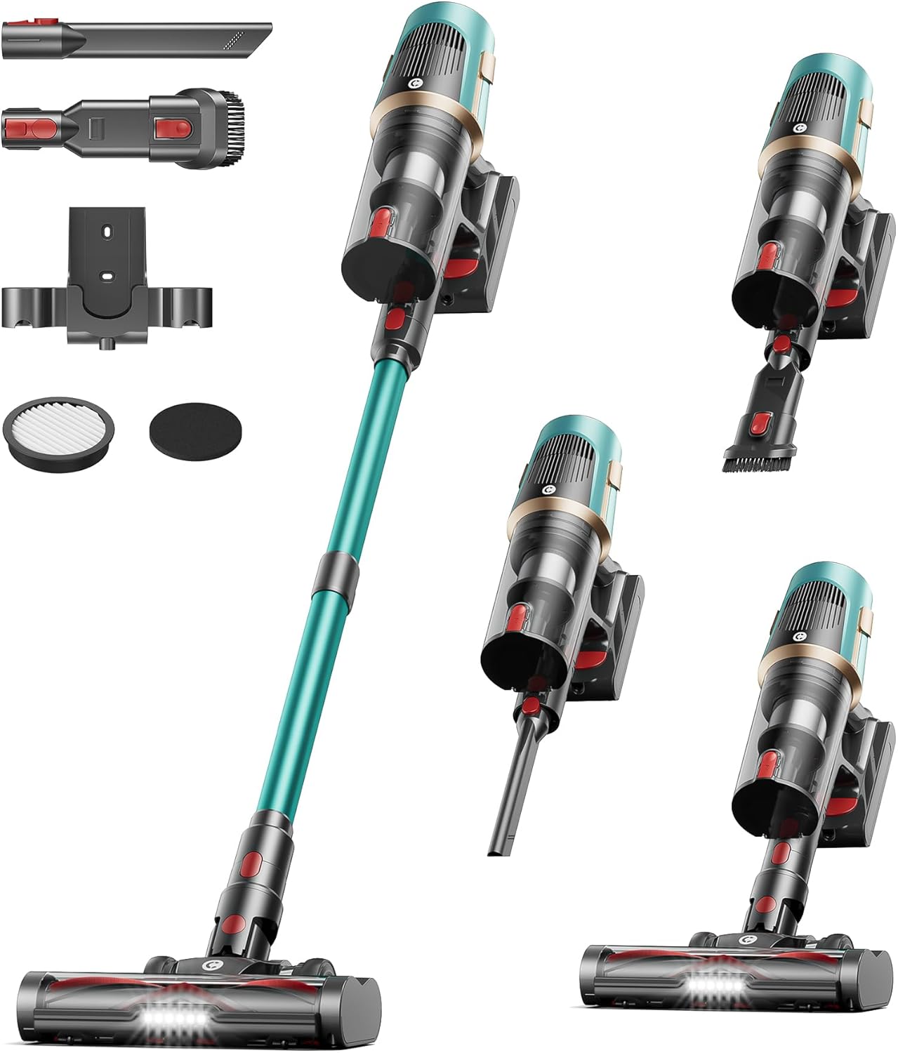 Cordless Vacuum Cleaner, Upgraded 580W 48KPA 65Mins Vacuum Cleaners for Home, Cordless Stick Vacuum Cleaner with Self-Standing and LED Screen, Anti-Tangle Wireless Vacuum for Pet Hair/Carpets/Floors