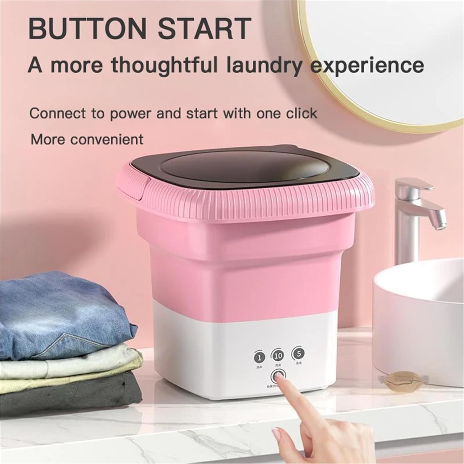 Compact Laundry. Mini Washing Machine Folding Small Household Portable Dormitory Underwear And Socks Removing All-in-one .Portable(Green)