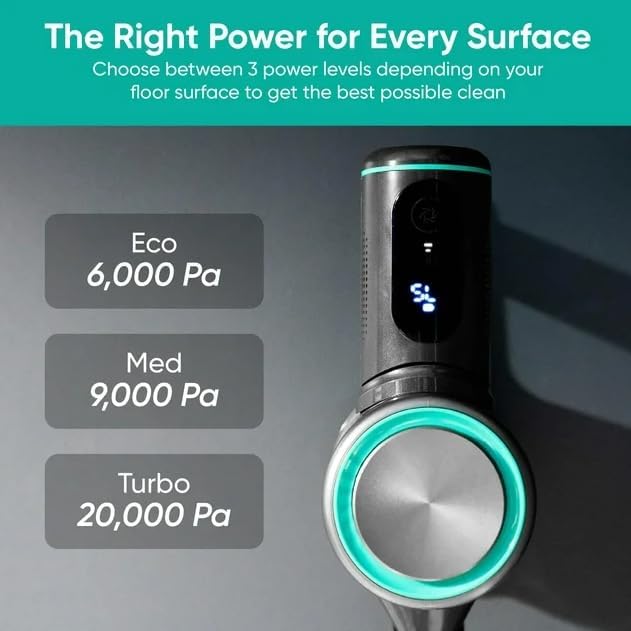 Generic Cordless Stick Vacuum Cleaner for Hardwood Floors and Carpets, 20KPa Strong Suction, LED Display, 3 Modes, Up to 40 Min Runtime, Wet&Dry Vacuum for Home Office, Black, AAA-008