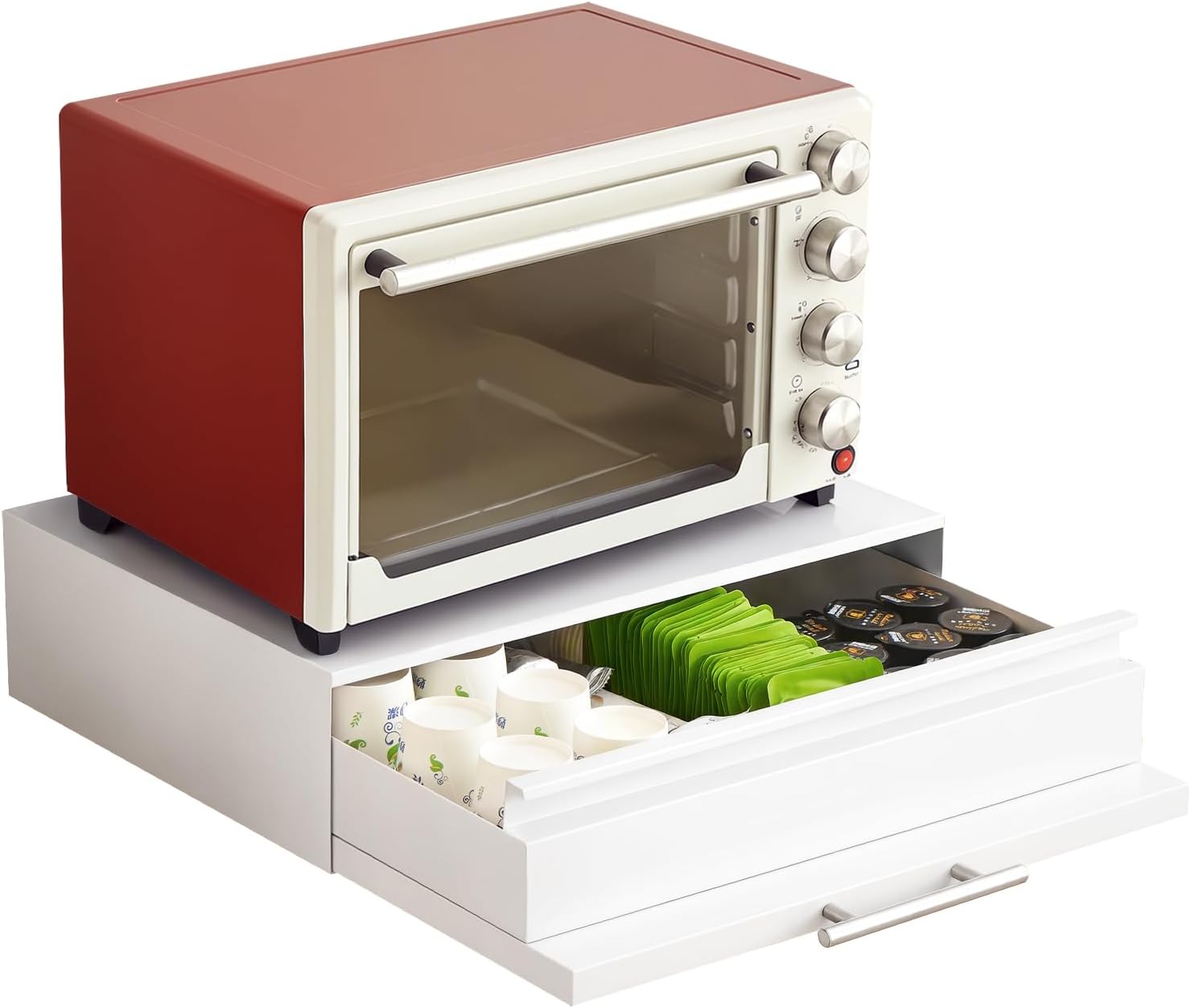 Kitchen Countertop Organizer Appliance Stand with Pull-Out Drawers & Shelves, Carbon Steel Kitchen Organizers and Storage for Microwave Oven Coffee Maker & Small Appliances