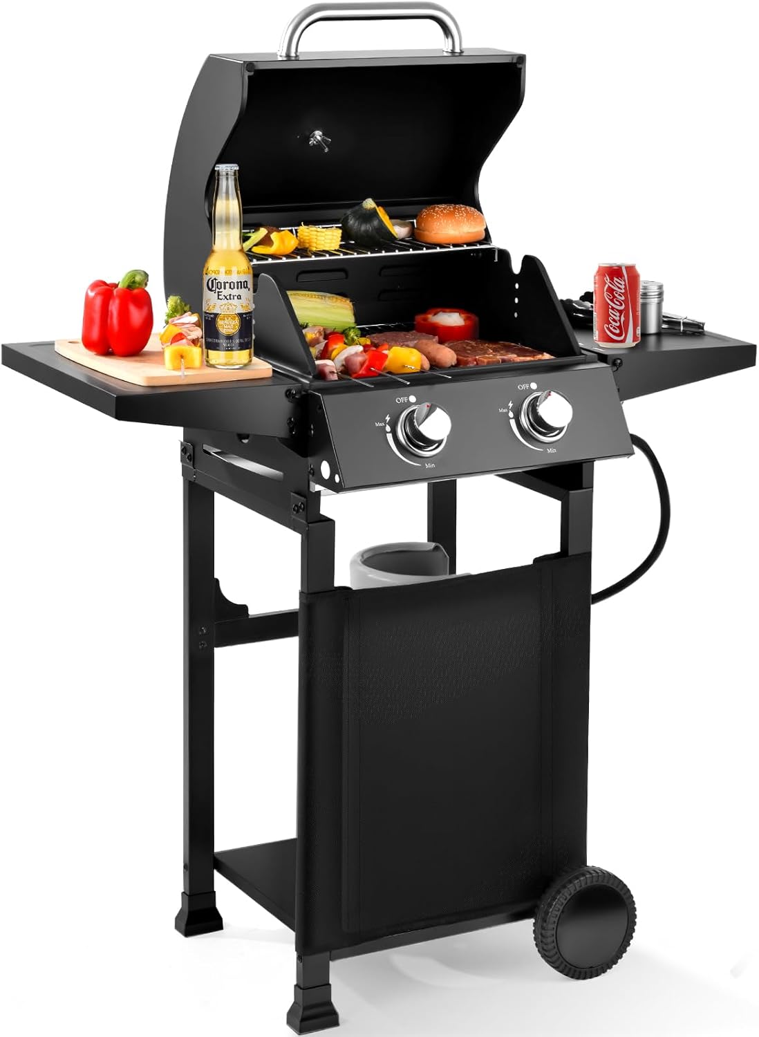 2-Burner Gas Grill with 234 SQ.IN. Outdoor Grill with 16,000 BTU,Propane Grills with Top Cover Lid,Grills Outdoor Cooking for Patios, Camping, Outdoors-Q039