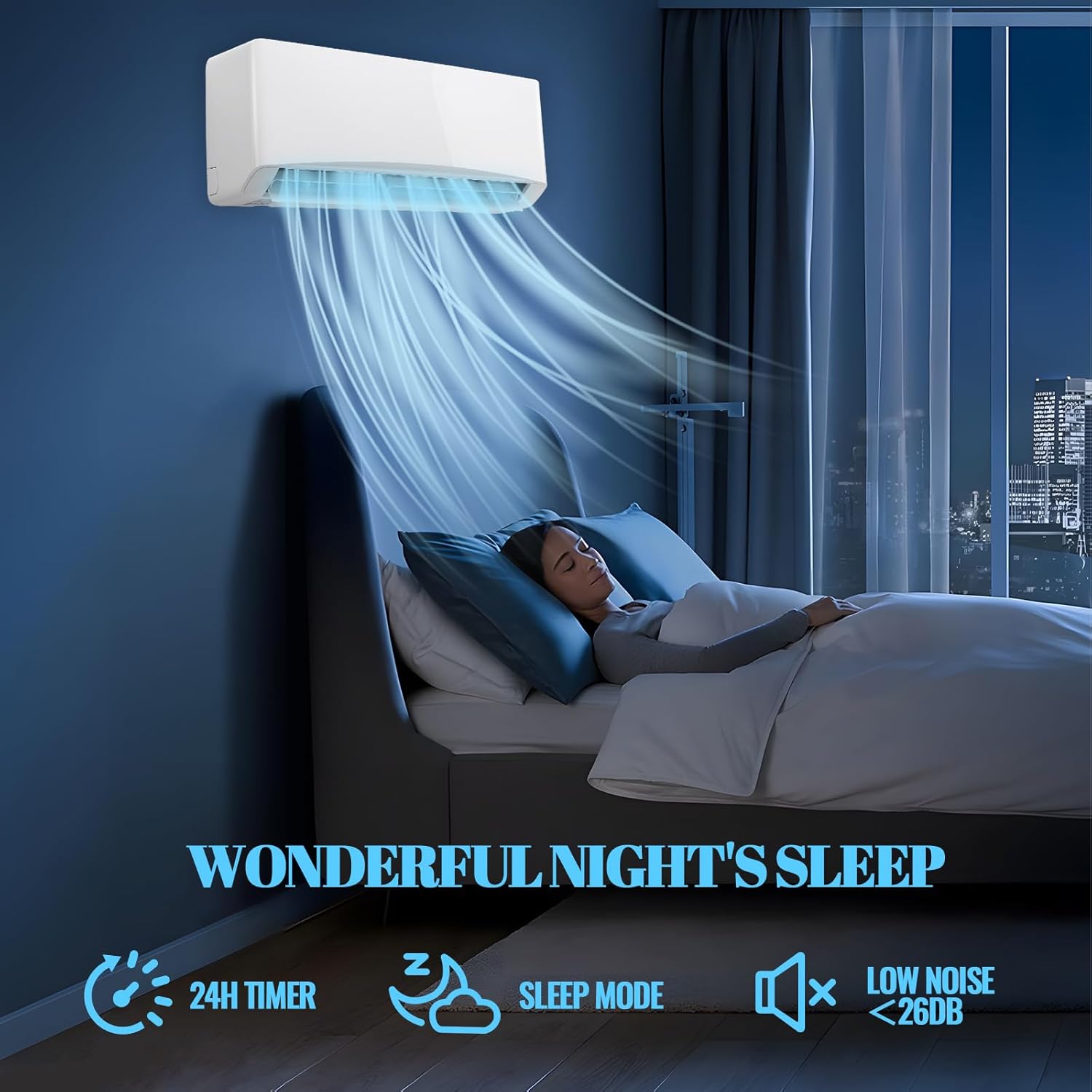 9000 BTU Mini Split Air Conditioner/Heater with Heat Pump 17 SEER2 115V Split AC Unit, Max Coverage Area Up to 450 Sq. Ft, Remote Control, Multiple Modes White