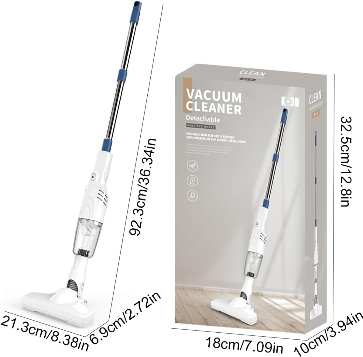 Powerful Cordless 2-in-1 Vacuum Cleaner, 15,000 Pa Smart 2-in-1 Vacuuming & Mopping, Lightweight Rechargeable Stick Cleaner, Handheld Vacuum Cordless for Car, Office & Home Cleaning