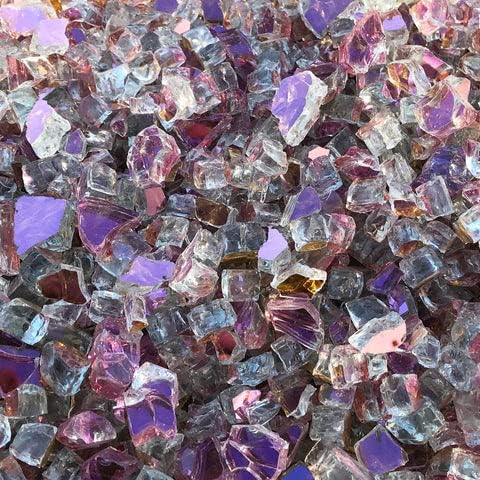 Reflective Fire Pit Glass - Fire Glass for Fire Pit - Firepit Glass Rock - Glass Stones - Fire Pit Glass Rocks - Gas & Propane Fire Pit & Fireplace Glass (50 Pound, Rose)
