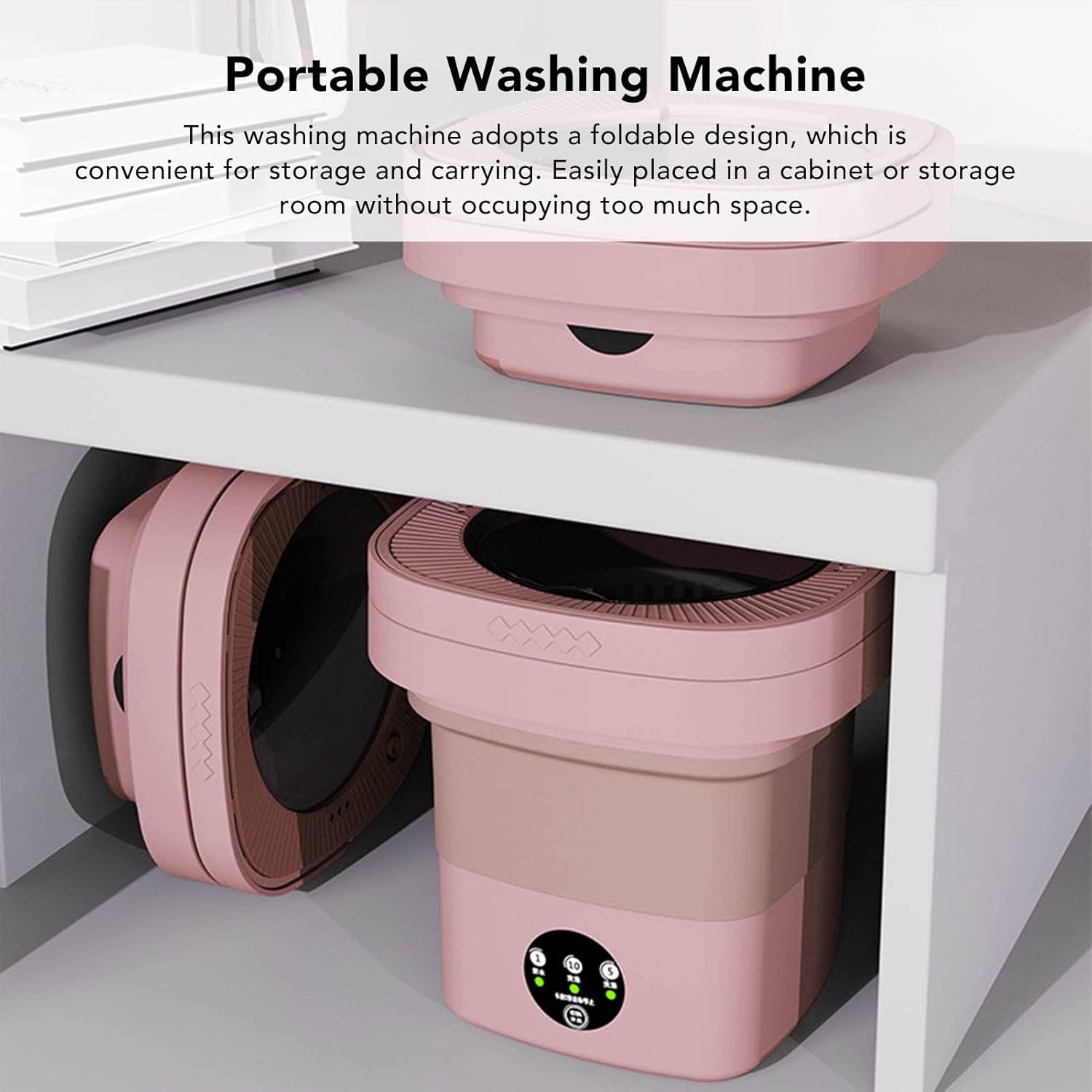 Septpenta Portable Washing Machine, 6.5L Folding Automatic Deep Cleaning Wash Mini Washing Machine with Water Tube and Dryer for Apartment, Laundry, Camping(US Pink)