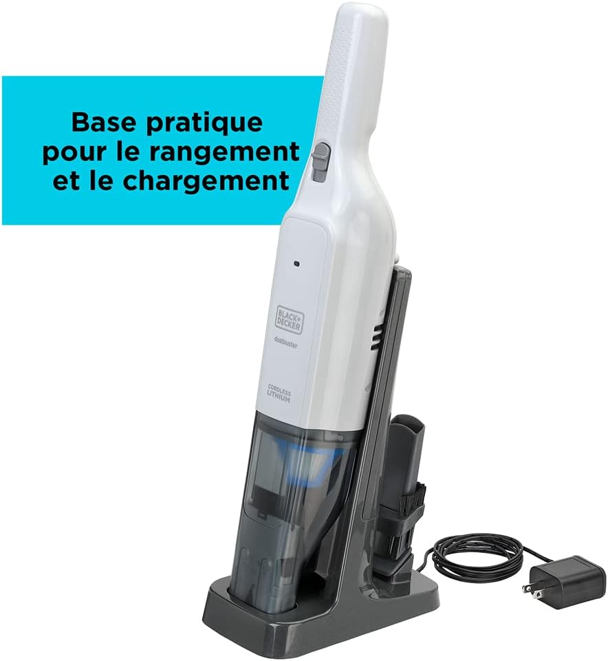 BLACK+DECKER, Pelicano handheld vacuum cleaner. 12V power supply and 1.5Ah Lithium battery. Extendable and open nozzle, basic charger and accessories, Multicolor