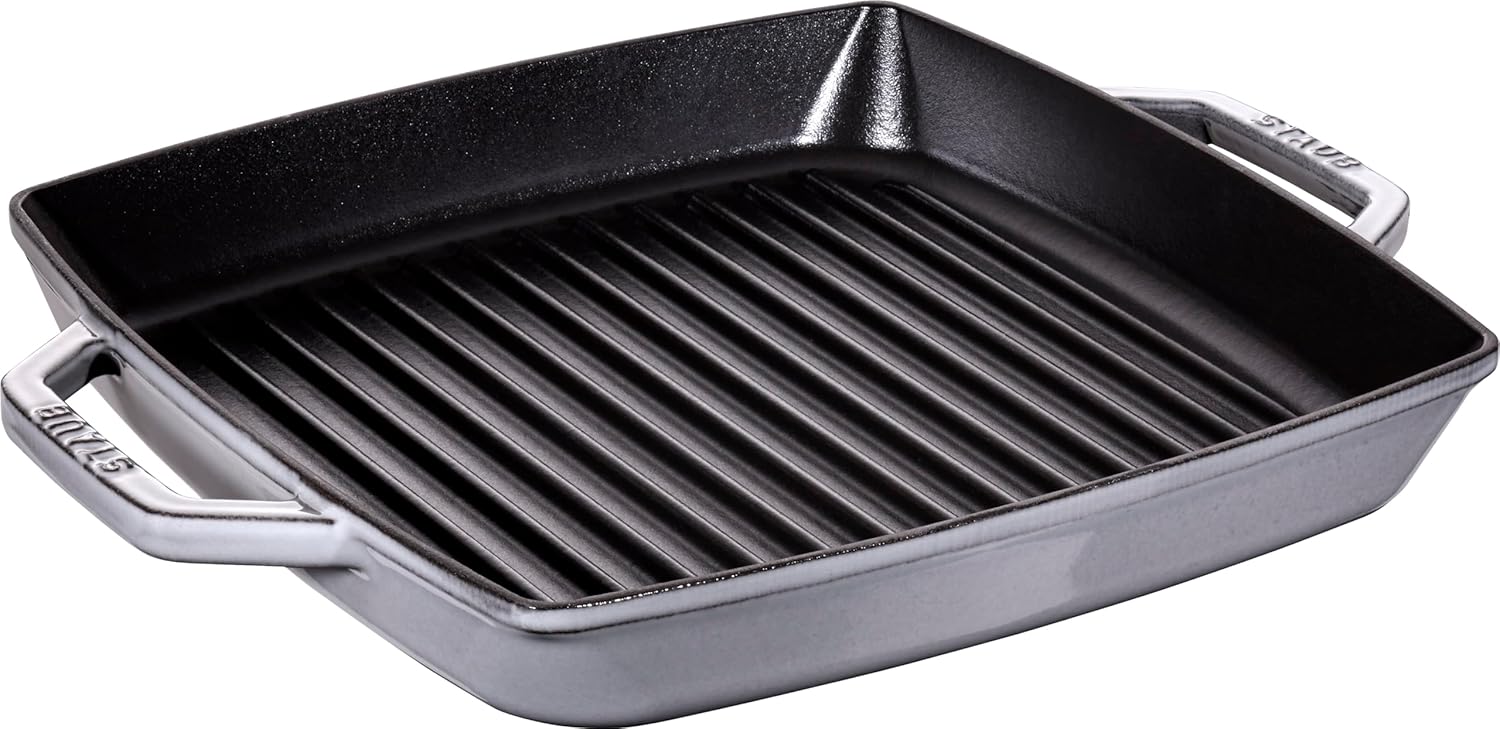 staub 40511-684 Pure Grill Square, Gray, 11.0 inches (28 cm) Grill Pan, Both Hands, Casting, Enamel, Induction Compatible, Japanese Authentic Product
