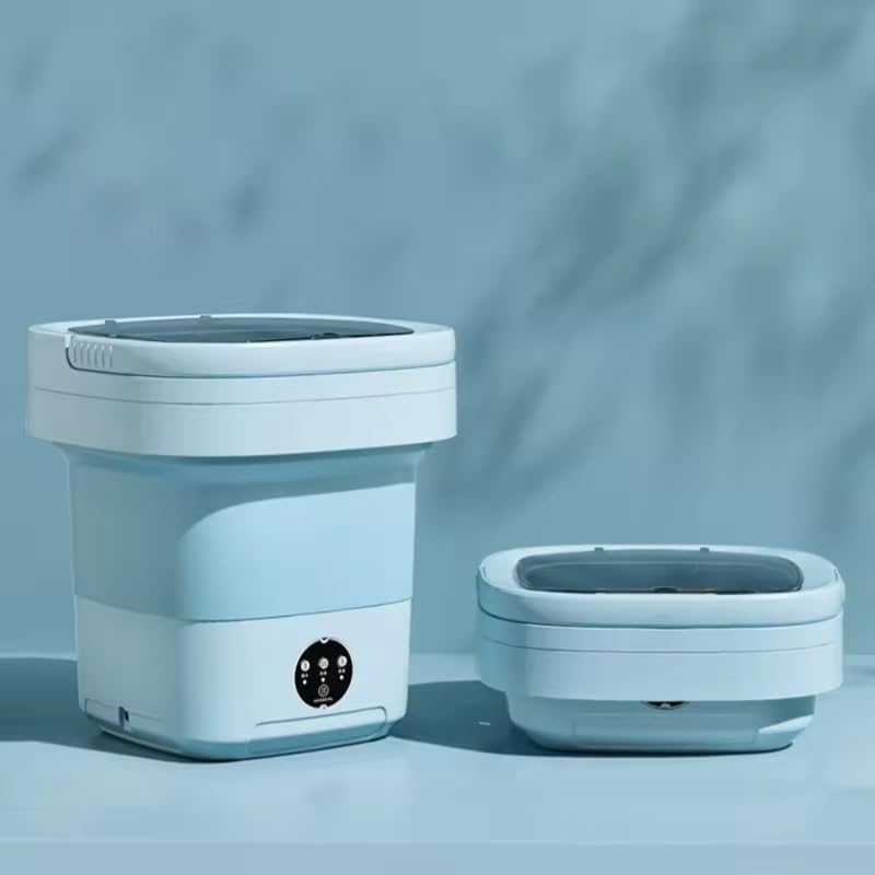 11L Portable Washing Machine with Foldable Design and 3 Cleaning Modes - Mini Washer for Baby Clothes, Underwear, Socks, and Small Items - Ideal for Apartment, Dorm, Camping, Travel (Blue)