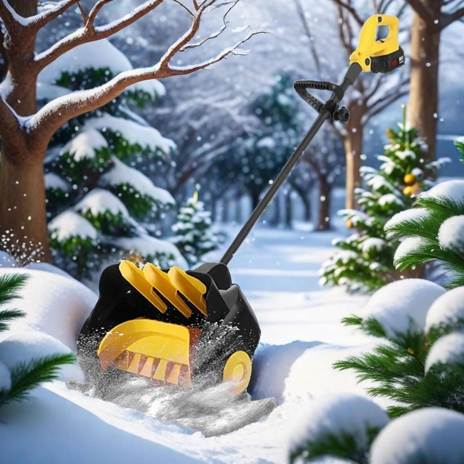 Cordless Snow Shovel, Battery Powered Snow Shovel, Handheld Electric Snow Blower with Adjustable Handle, Rechargeable Snow Blower, Throwing Distance,2xbattery