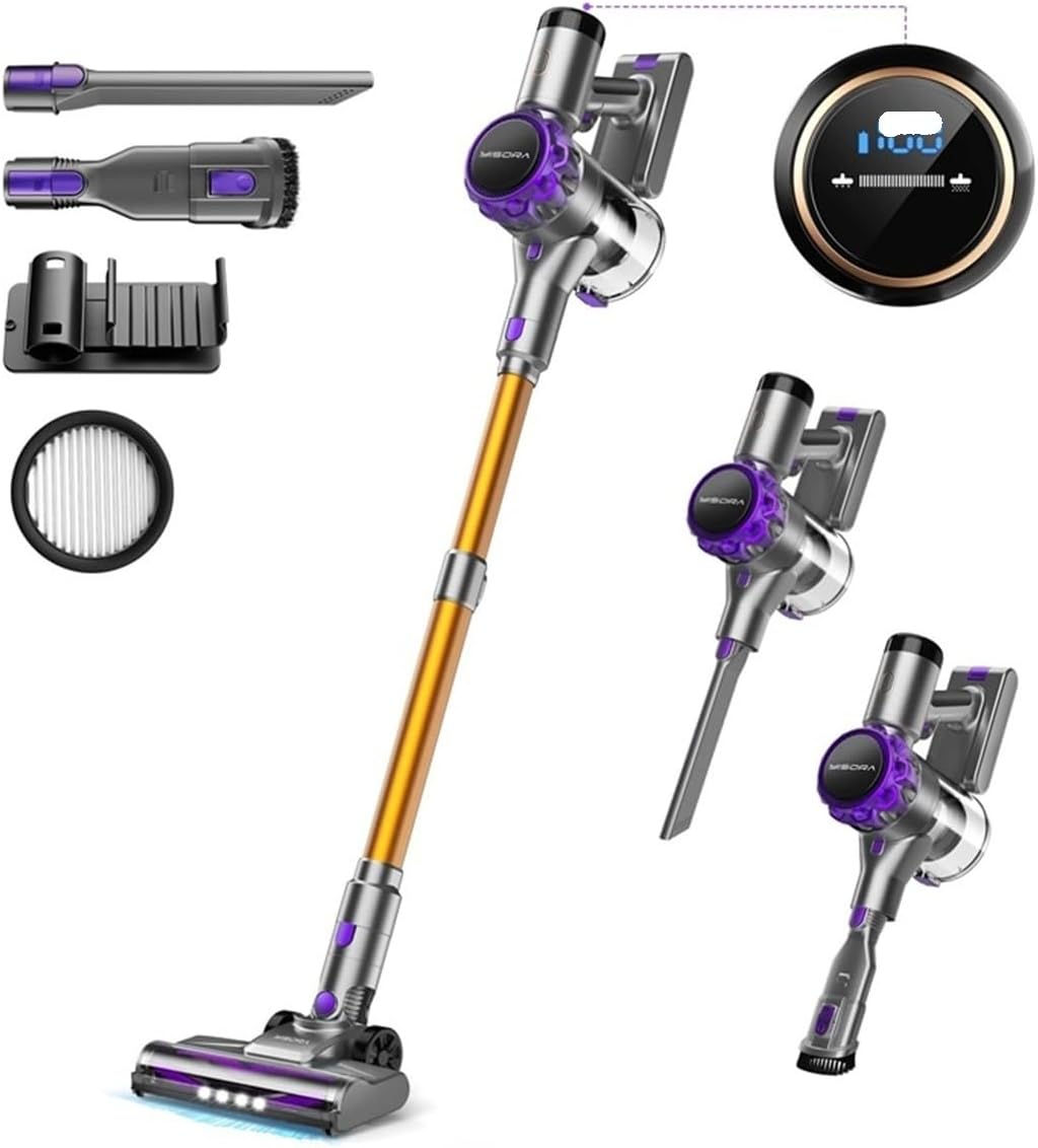 Compatible With UMLO S3P Cordless Vacuum Cleaner, 30Kpa Powerful Suction With 55Mins Runtime, LED Display Handheld Stick Vacuum(S3P Purple)