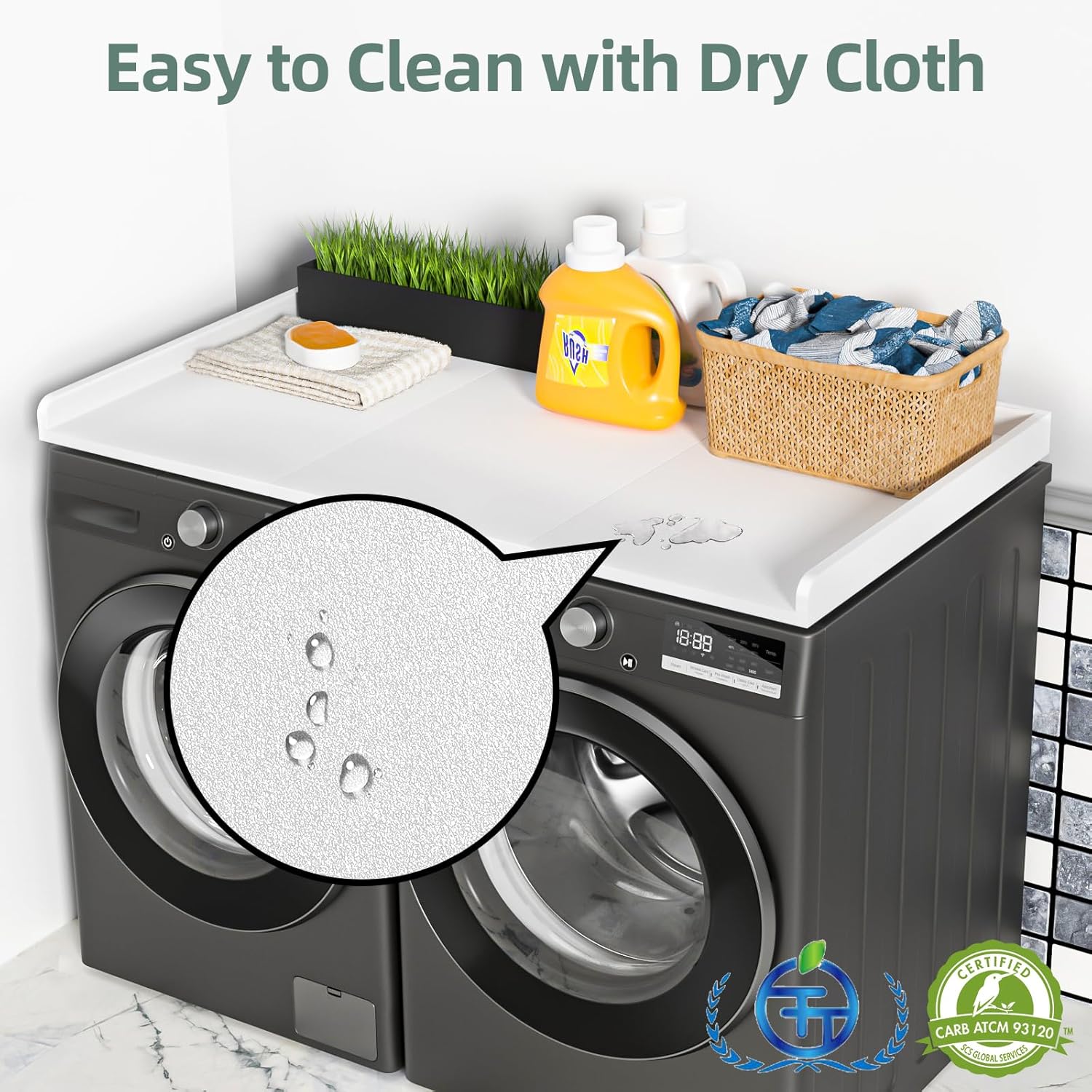 Ulif Washer Dryer Countertop, Washer and Dryer Countertop Table with Non-Slip Pads for Laundry Organization, 27.5