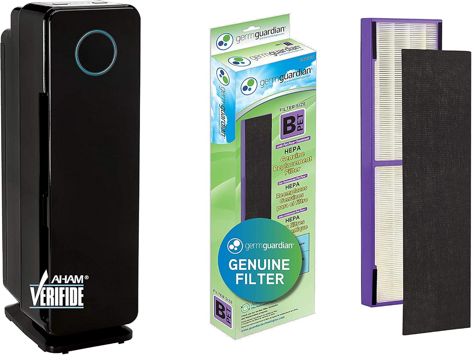 Germ Guardian True HEPA Filter Air Purifier, UV Light Sanitizer, Eliminates Germs, Air Purifier for Home AC4300BPTCA with FLT4850PT True HEPA Genuine Air Purifier Replacement Filter