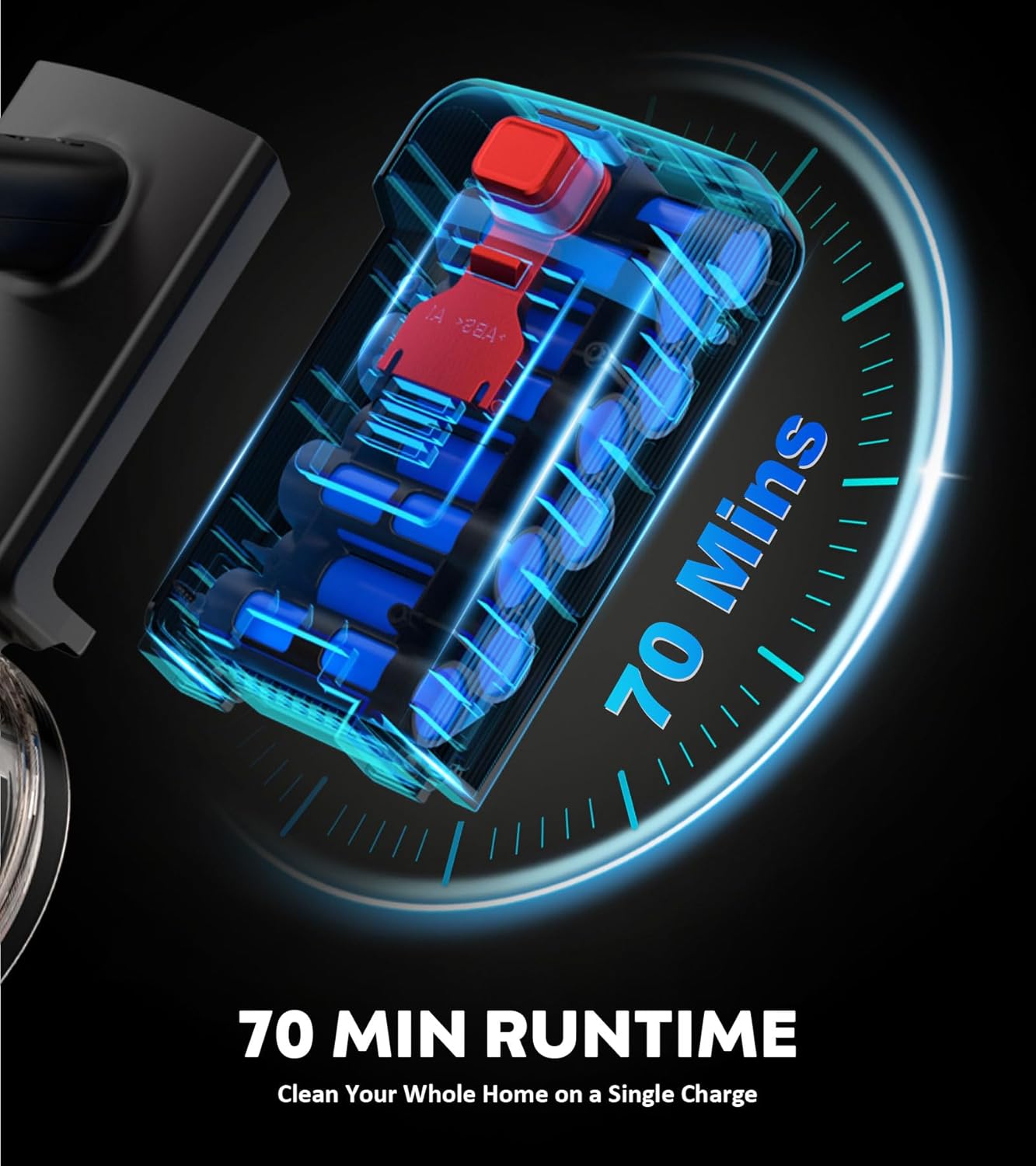 Cordless Vacuum Cleaner, 600W 50KPA Powerful Stick Vacuum with OLED Smart Display, 70Mins Runtime, Self-Standing & 1.8L Dust Cup, Vacuum Cleaners for Home/Hardwood Floor/Carpet/Pet Hair