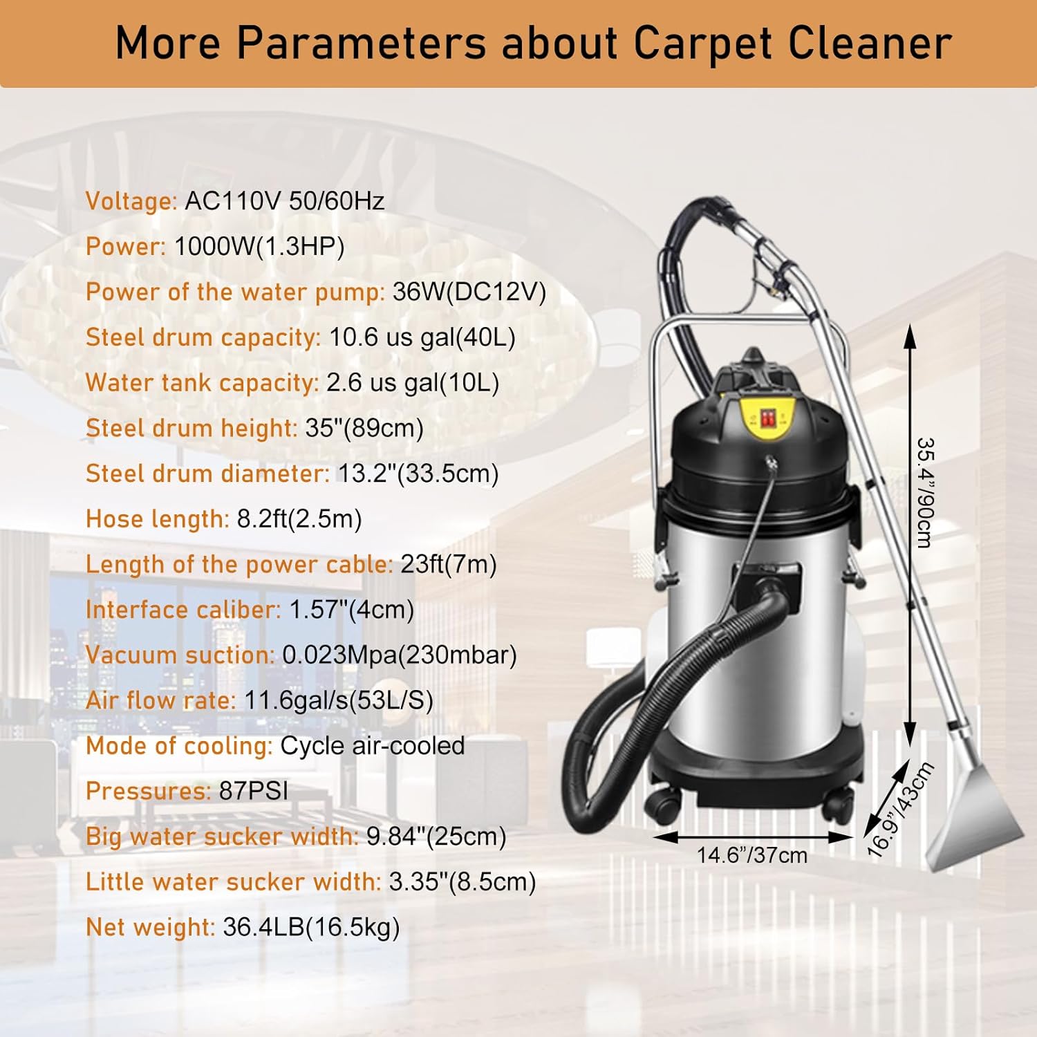 INTSUPERMAI Carpet Cleaner 40L Upright Vacuum Carpet Cleaning Machine 3 in 1 Multi-Purpose Floor Deep Cleaner Commercial Carpet Extractor Upholstery Cleaner