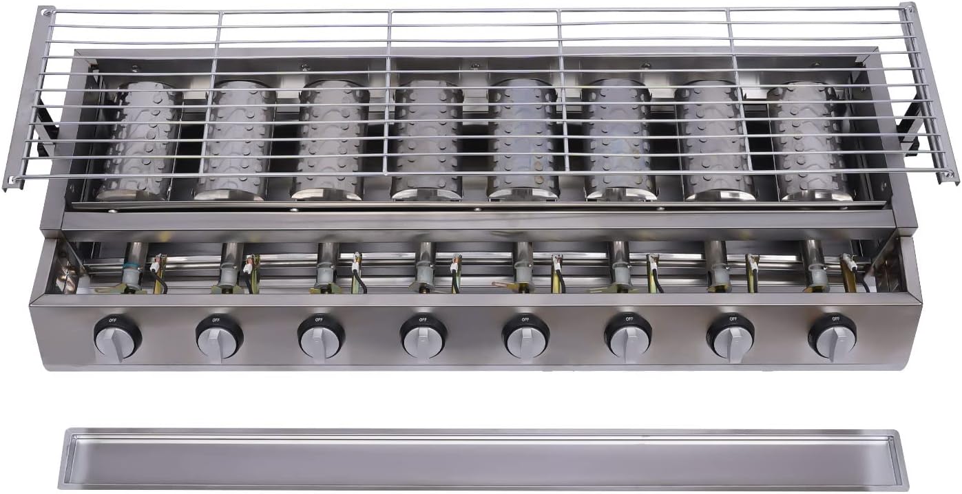 Propane Barbecue Gas Grill, 8-Burners Grill for Camping, Outdoor Cooking Garden BBQ Patio