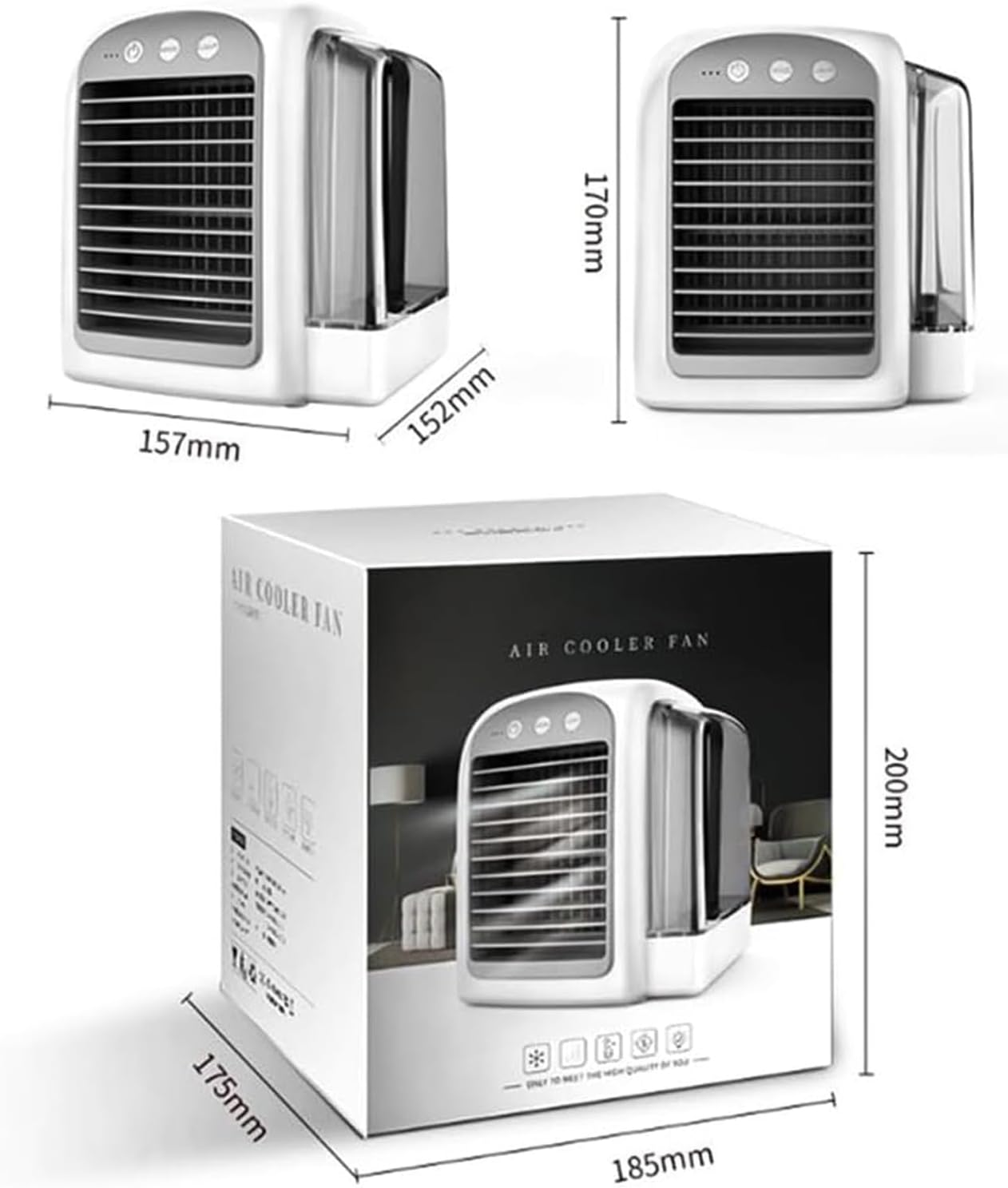 Air Conditioner, 380ml Large Water Tank, Portable Ac Cooler Water from Air Conditioner,Fast Cooling with Dynamic Ice Mist Technology,3 Wind Speeds(LightPink)