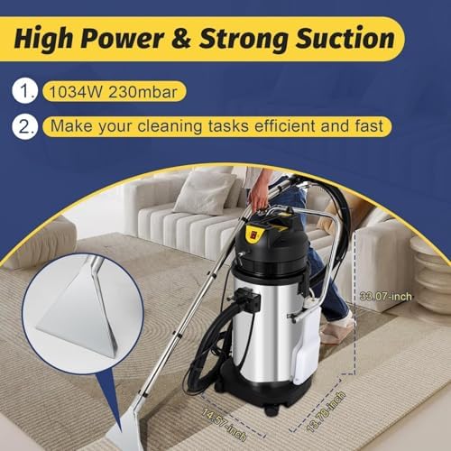Commercial Carpet Cleaning Machine 2-in-1 Extractor & Vacuum, 20L Dual Tank Carpet Sprayer & Floor Brush Cleaner, Heavy-Duty Washing Machine for Home & Office Use