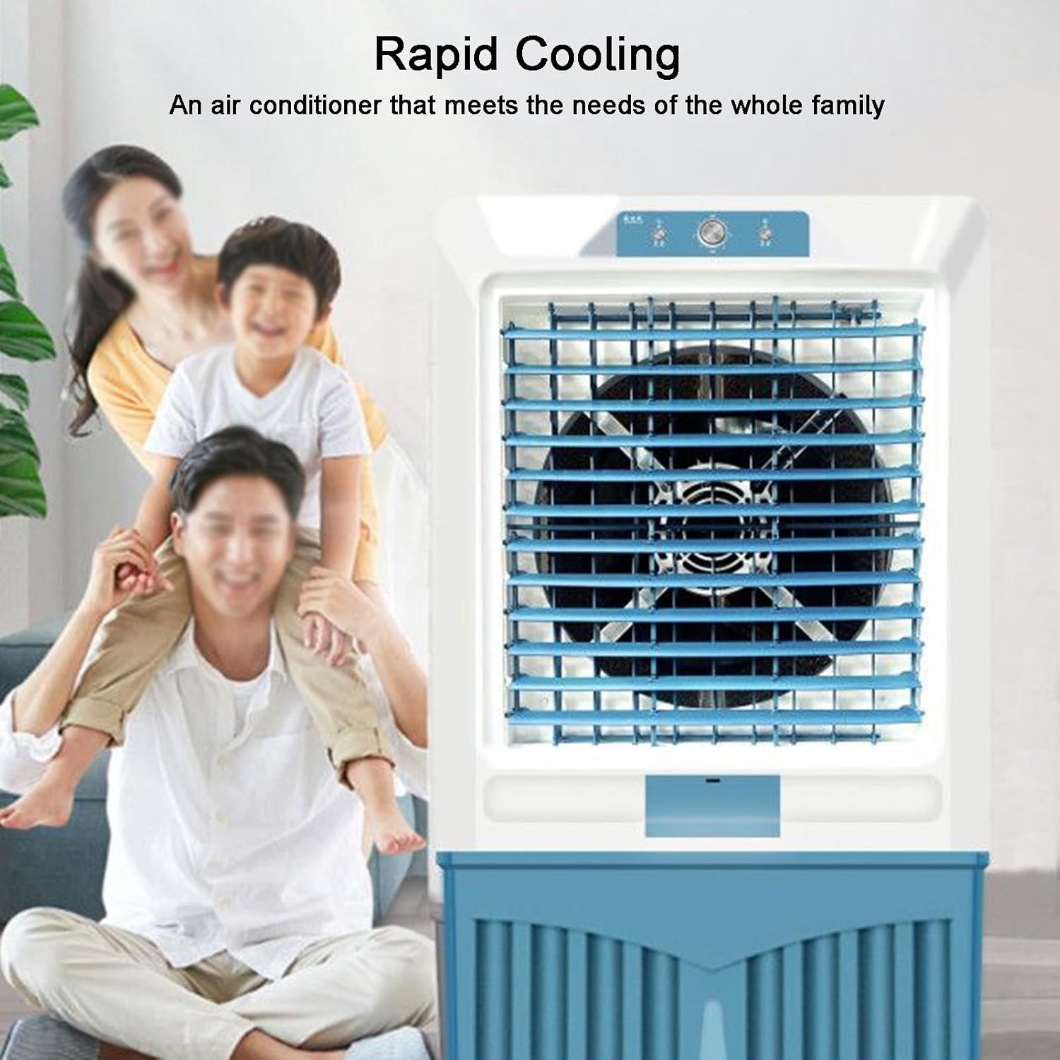 Portable Air Conditioners, Swamp Cooler, Wide-angle Air Supply, 3 Ice Curtains, Quiet Operation, for Bedroom and Office, with 45L/10bal Water Tank