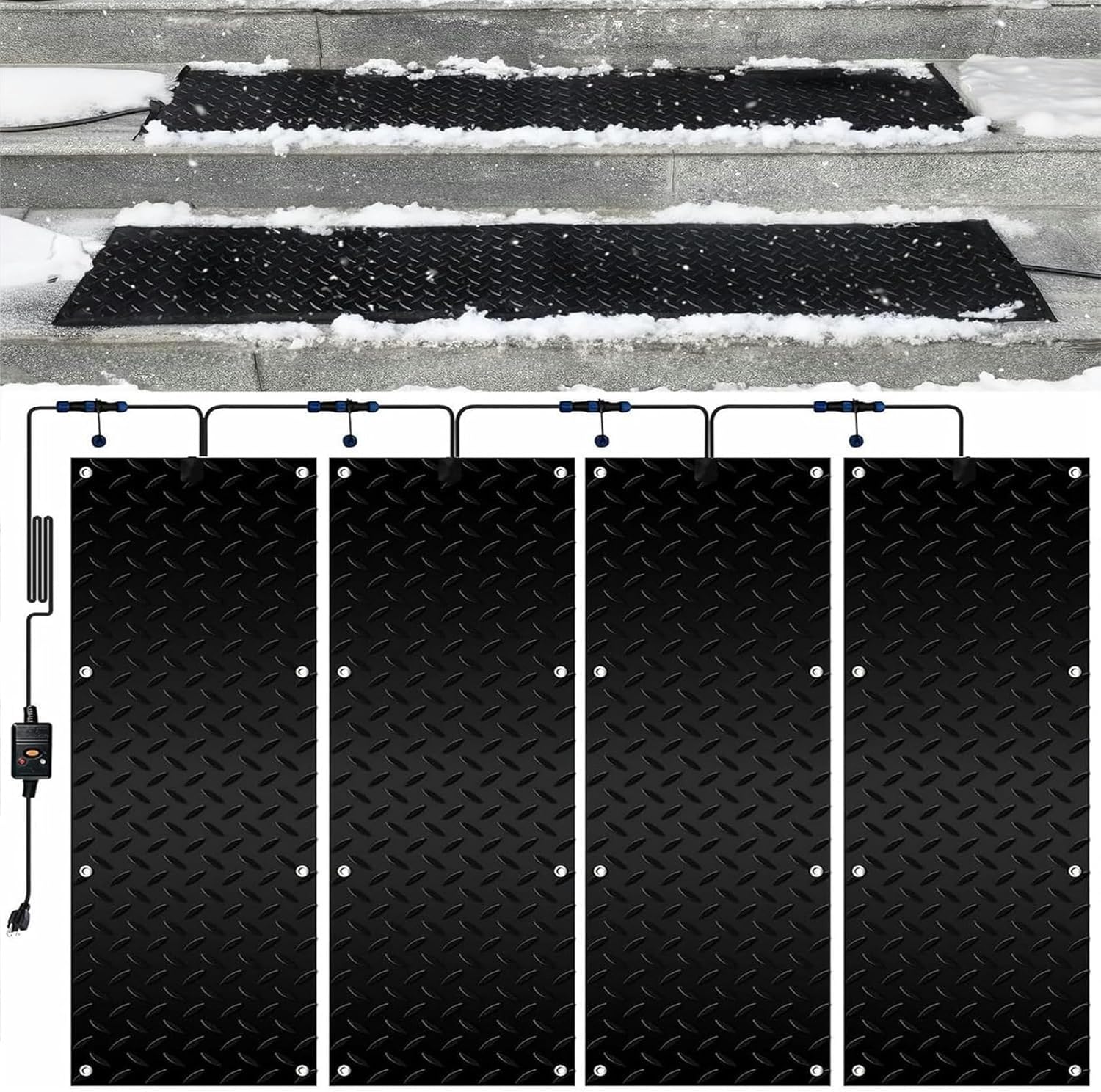 AMNOOL Snow Melting Walkway Mat Roof Heat Panel for Ice Dams Non Slip Rubber Heated Mat Black Roof Heated Outdoor Mats for Winter