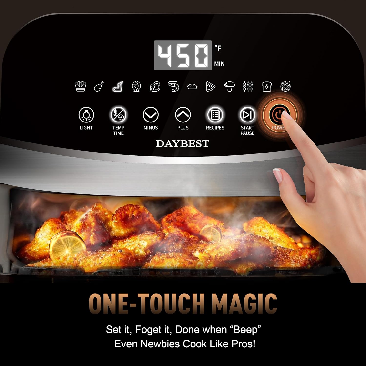 Stainless Steel Air Fryer Ceramic 12 in 1, Dual-Blazes in Steel Housing, 6QT 2-3 Servings Visible 8.27